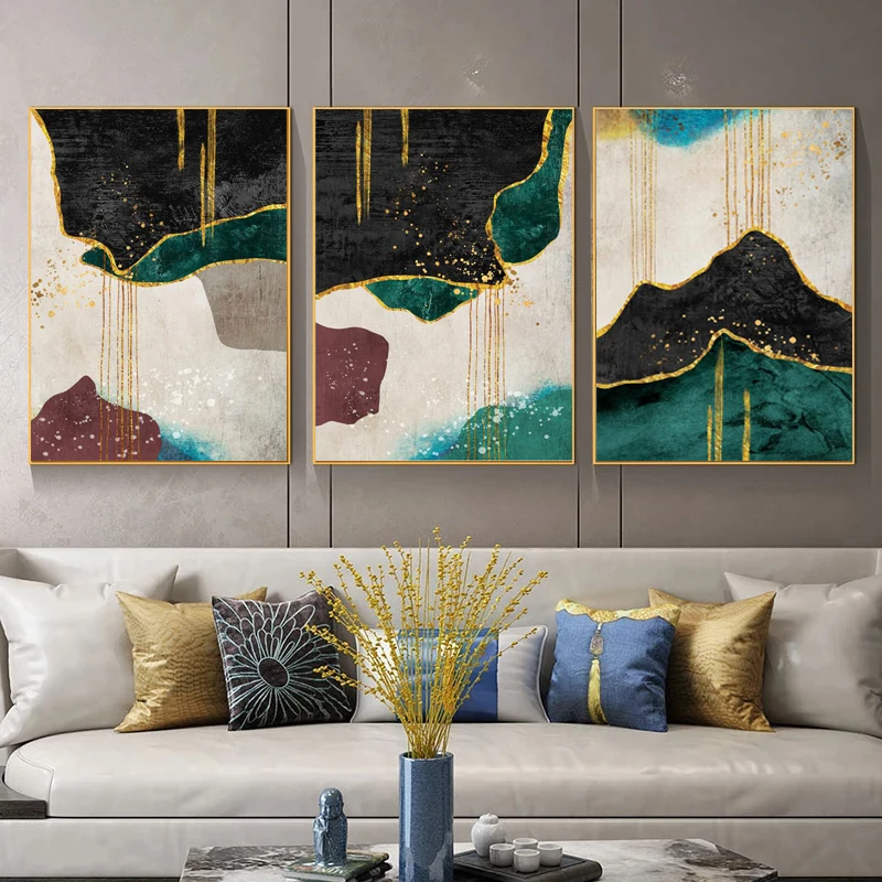 

Abstract Nordic Golden Black Luxury Oil Painting on Canvas Wall Pictures Home Cuadros Wall Art Posters Prints for Living Room