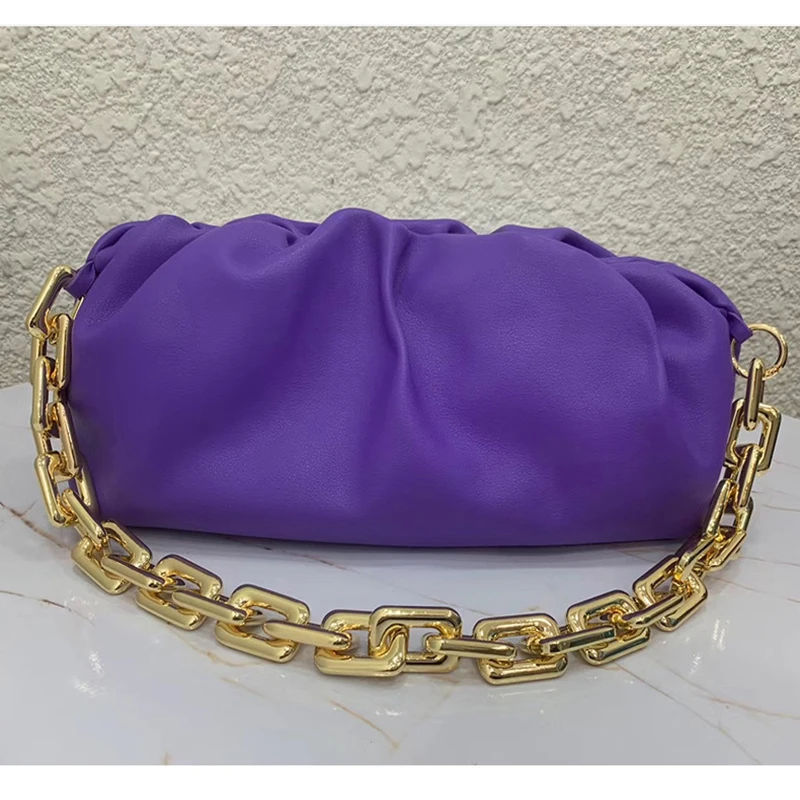 

2021 hot sale 100% imported cowhide chain cloud bag fashion underarm bag wild same style shoulder bag clutch bag European style