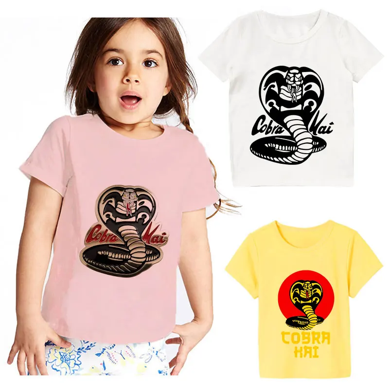 

New Round Neck Casual Fashion Clothes Teenager Cobra Kai T Shirt Kids Printed Boy Short Sleeve Tops 24M-9T Kids Harajuku, Japan