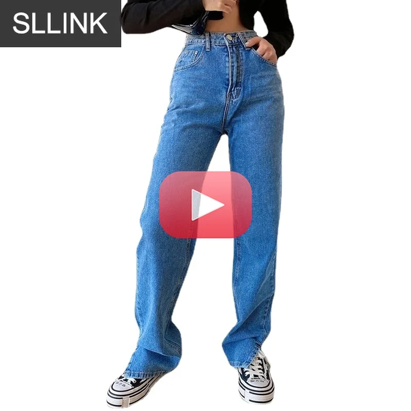 

Pants Straight Leg Jeans Women's Women High Waist Slim Loose Autumn Winter Pants Casual Split Washed Mom Fashion Trousers jeans