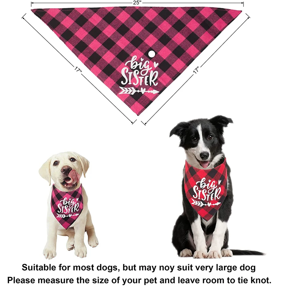 Большая сестра брат Собака Бандана Buffalo Плед треугольник шарф объявление