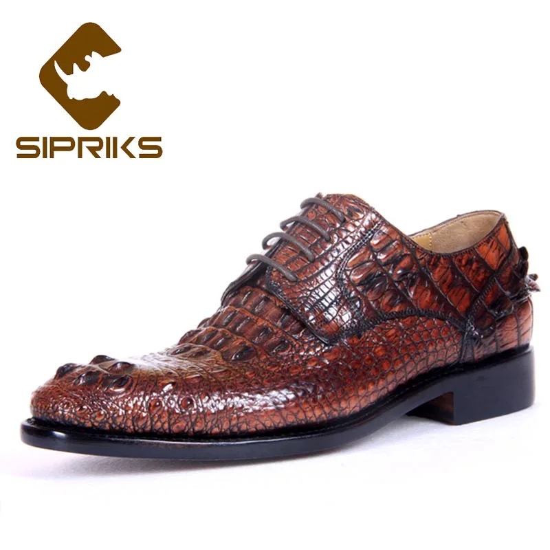 Sipriks Men's Crocodile Skin Shoes Italian Goodyear Dress Imported Alligator Leather Gent Suits Boss Casual Business Wear | Обувь