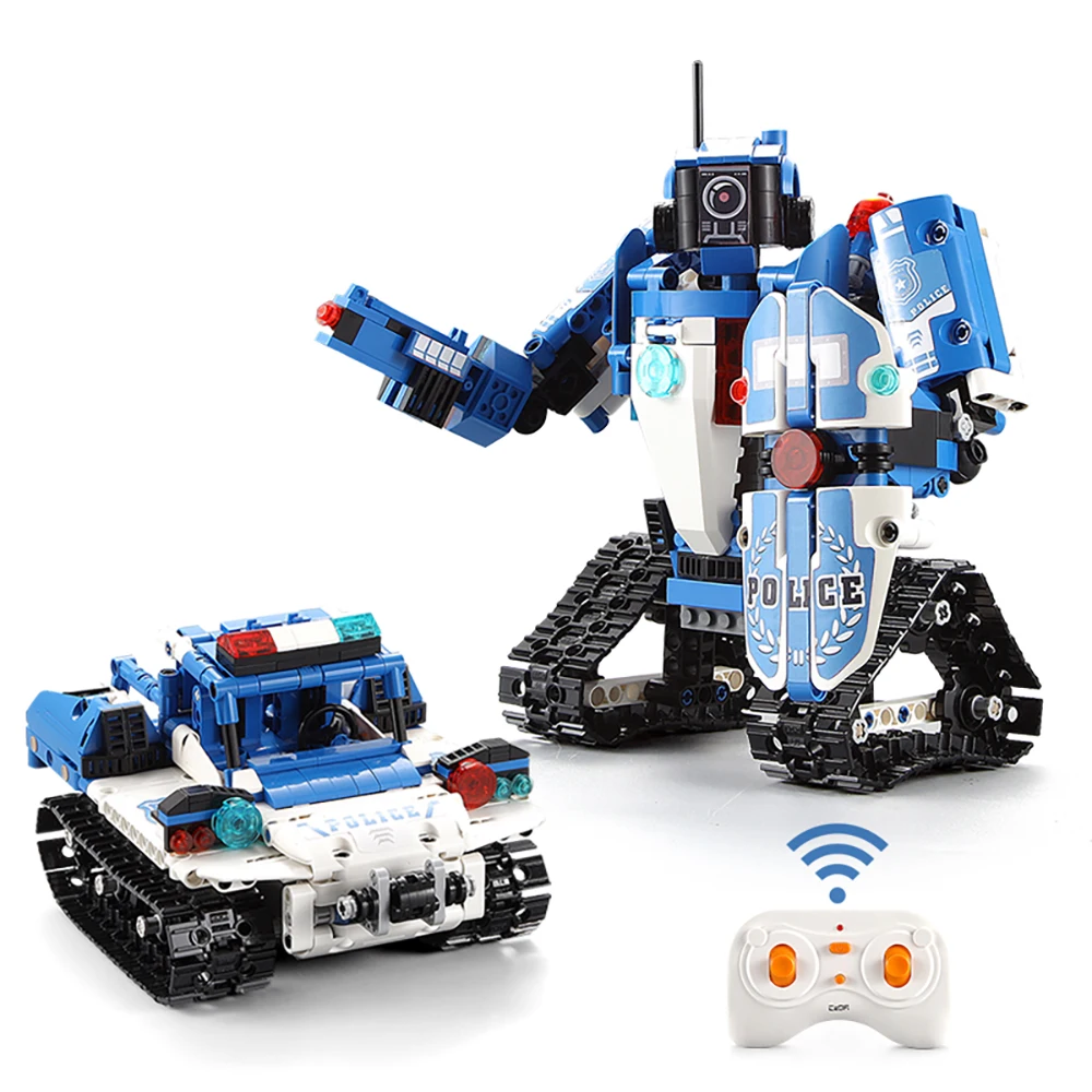 556 шт. RC робот городской полицейский грузовик 2 в 1 совместимые строительные блоки