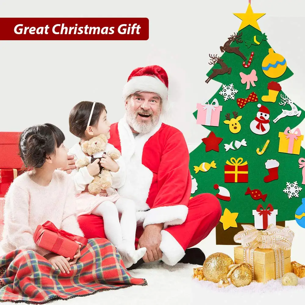 

DIY Felt Christmas Tree New Year'S Door Wall Hanging Ornaments Artificial Tree Kids Toys Christmas Decoration For Home Party