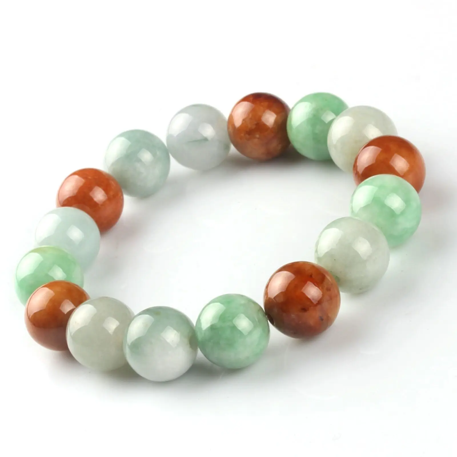 

Certified Natural Grade A Jadeite Jade Beads Bracelet Colorful Beads Bracelet