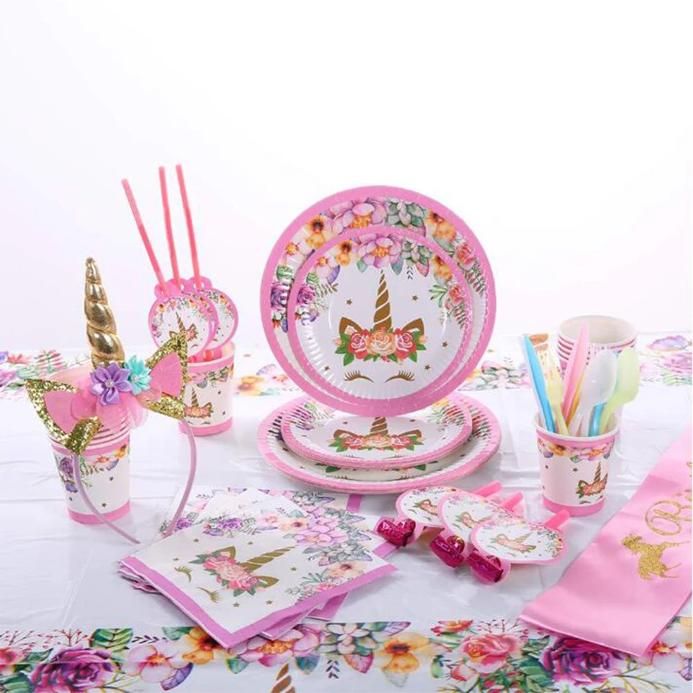 Одноразовая посуда QIFU с единорогом для вечеринки одноразовая бумажная тарелка