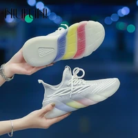 niufuni twist rainbow rubber sole mesh breathable womens sports shoes running shoes platform old shoes lace up womens sneakers