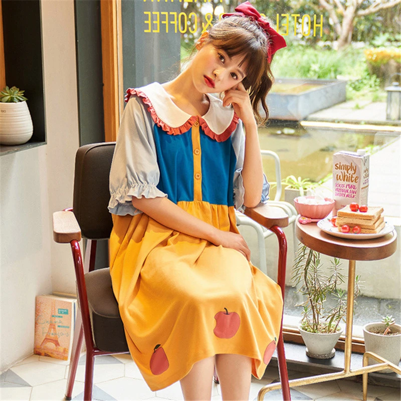 

pijamas women cotton nightdress female summer princess style cartoon Korean 2020 new loose home clothes can be worn outside