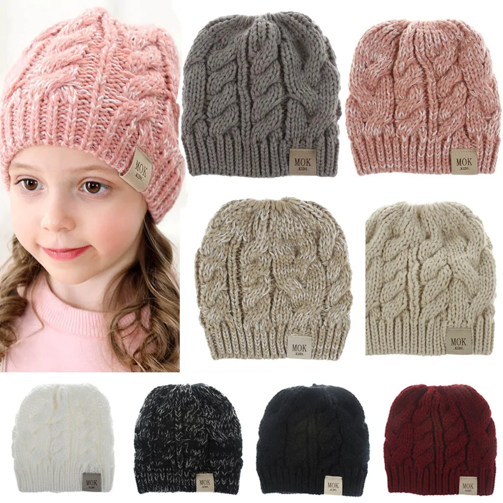 2019 милые зимние однотонные новые детские шапки для девочек шапка теплая зимняя