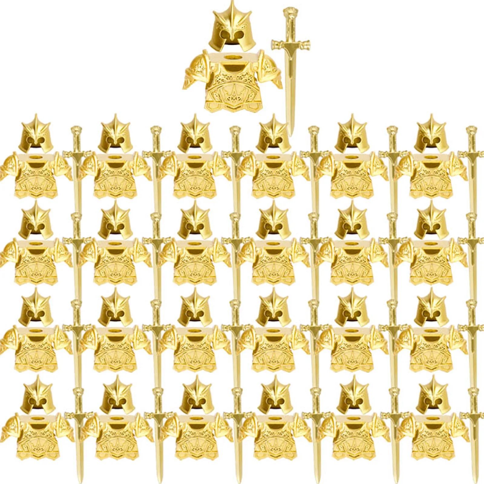 

75Pcs Medieval Ancient Rome Greece Egypt Style Building Block Figure Weapon Armor Kit Block Toy - Golden Silver Black