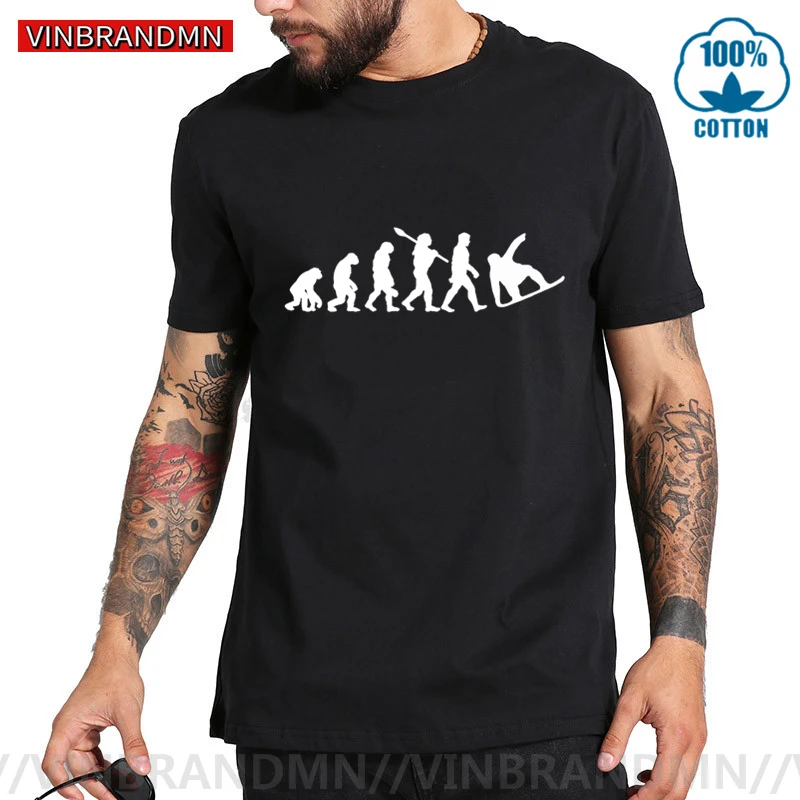 T Shirt Men Winter Boarding Tshirt Snowboarding Evolution T-shirt Snowboarder Sports Jump Freestyle Clothing