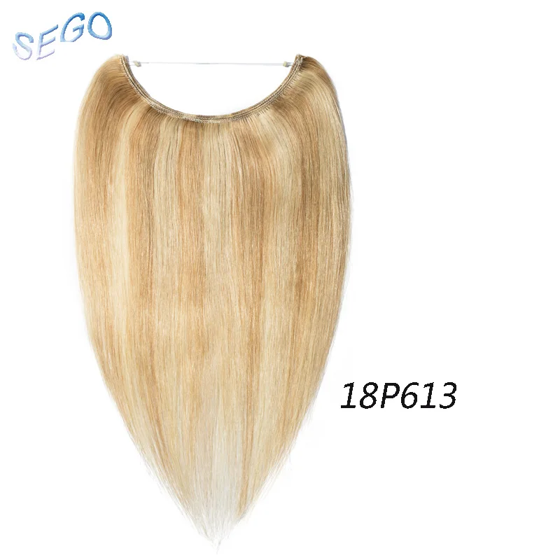 # P18/613 SEGO 1"-24" прямые человеческие волосы для наращивания с изображением пианино и чистого цвета, невидимая проволока, накладные человеческие волосы без Реми - Цвет: # P18/613