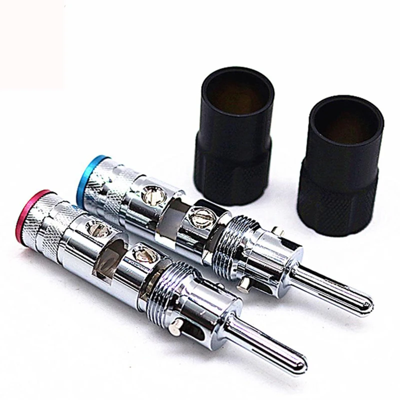 

4pcs Hi-end Rhodium Plated Audio Video Speaker Jack 8mm Self-locking Male Banana Plug speaker Interconnector cale connector