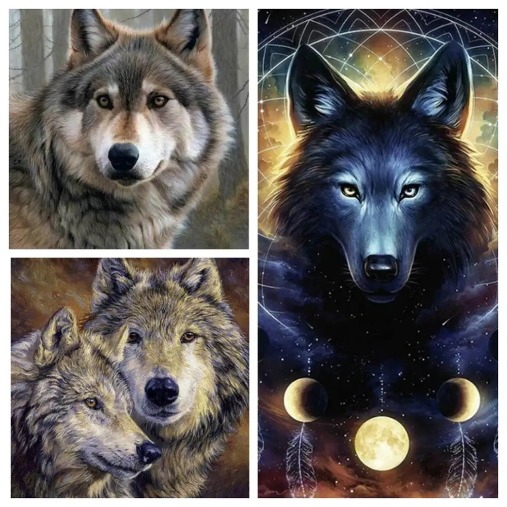 Алмазная 5D картина волки полноразмерная Мозаика из аниме волк для гостиной