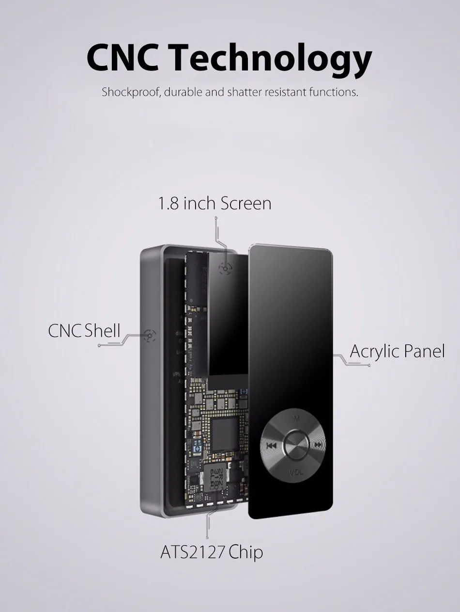 CHENFEC C12 MP3 плеер с Bluetooth 4,0 Встроенный 8 Гб динамик музыкальный плеер Поддержка FM радио Запись Иврит Русский