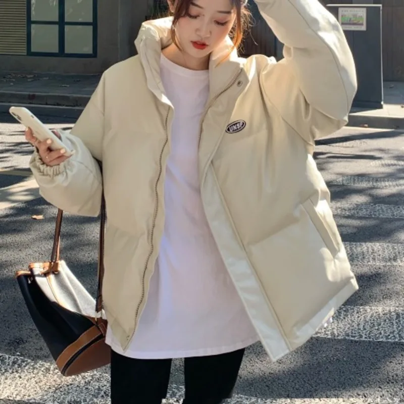 

Bread Coat Cotton Coat Winter Small Loose Stand Collar Thickened Warm Letter Down Jacket Female
