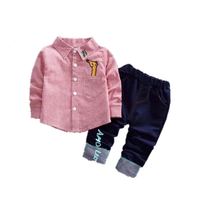 Демисезонная одежда для маленьких мальчиков детская полосатая рубашка с