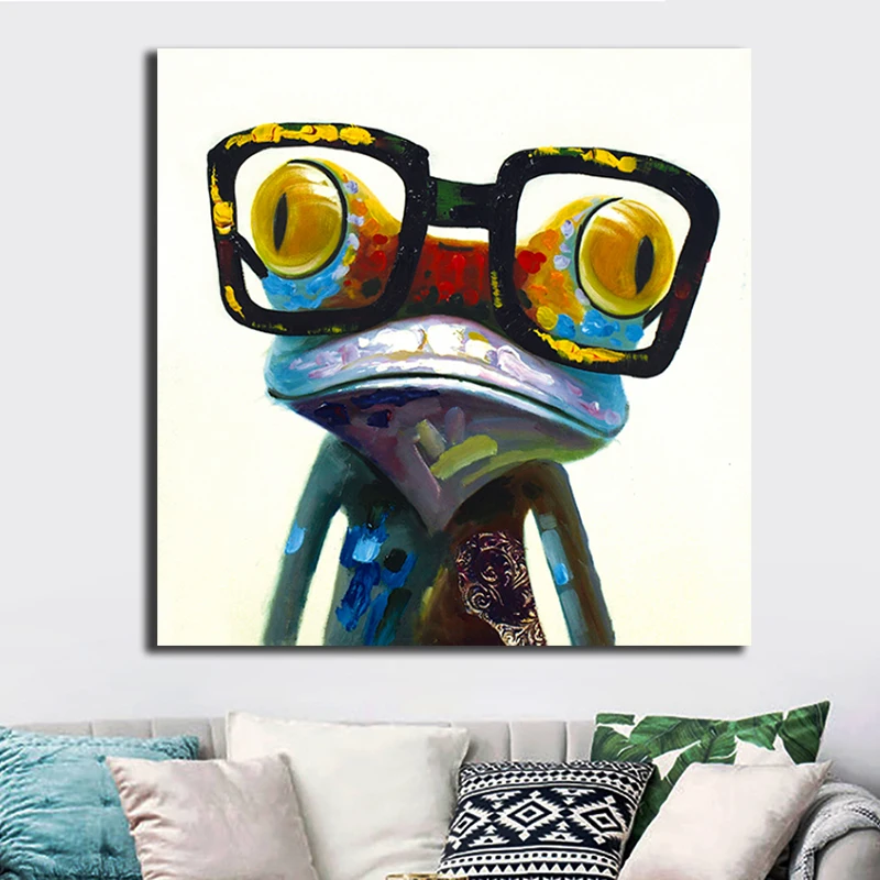 Frog with Glasses Canvas Painting Modern Posters and Prints Wall Art Pictures for Home Decoration - Cuadros for Living Room and Bedroom image 2
