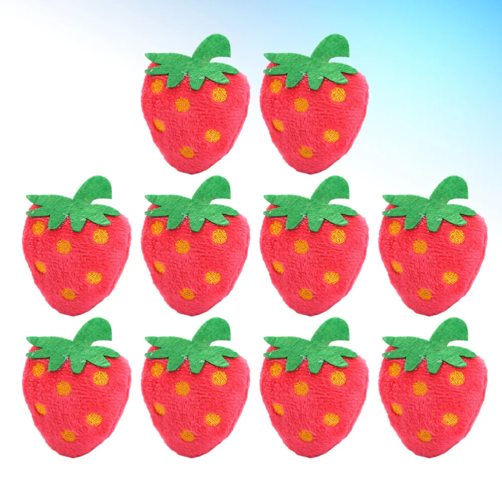 

10pcs Plush Simulated Strawberry Toys Pet Bite Chew Doll Cat Catnip Playing Funny Pet Plush Home Decor for Cat Pet