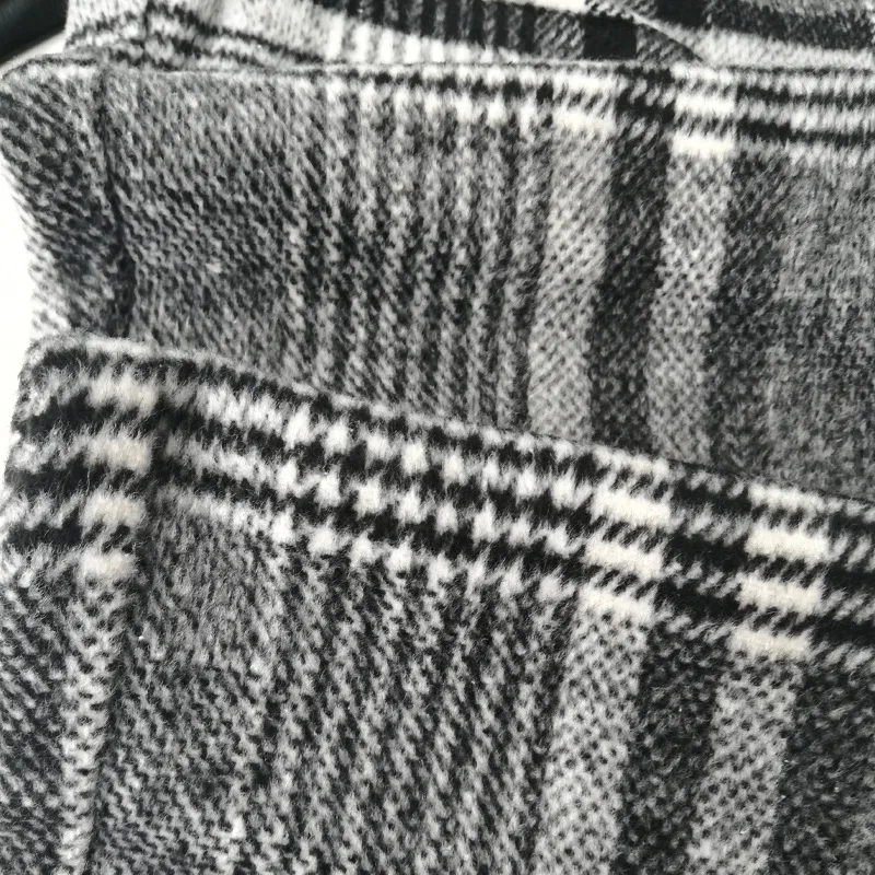 

PYJTRL Fashion Plaid Women Ankle Length Pants Leather Asymmetric Ladies High Waist Casual trousers