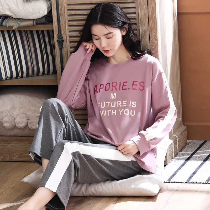 LYun осенние и зимние женские хлопковые пижамы теплые с рисунками из мультфильмов