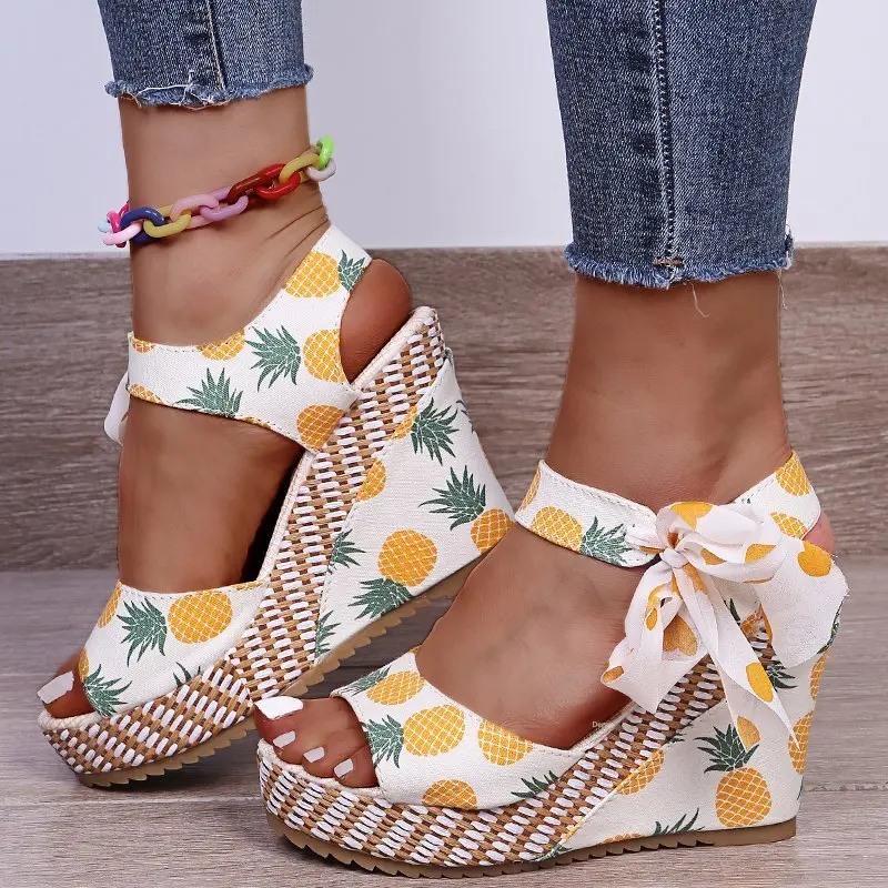 

Women's Sandals Summer Style Thick-soled Wedges with Women's Casual High-top Shoes Ladies Fashion Ankle Strap Open-toe Sandals