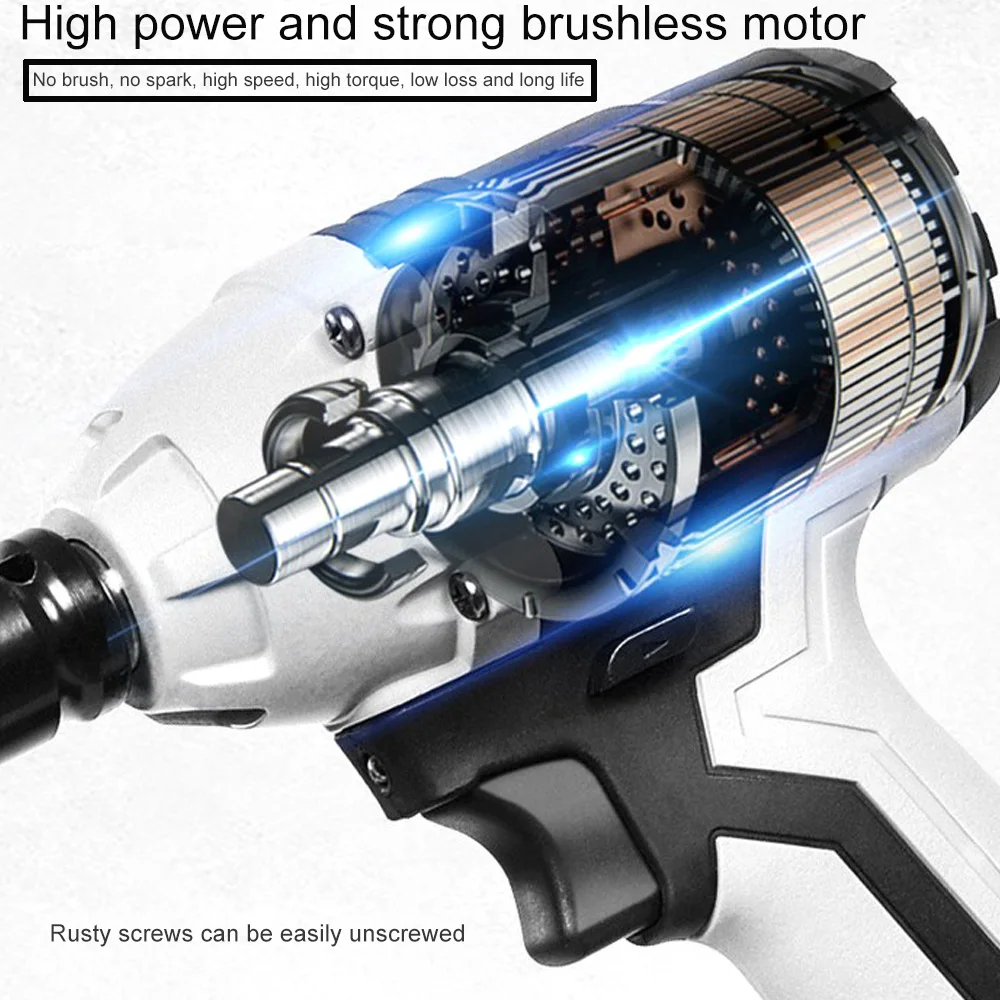 

Brushless Impact Wrench 4000mAh Long Life Battery 980N Torque Power Stepless Speed Regulation LED Lights Provide Night Vision