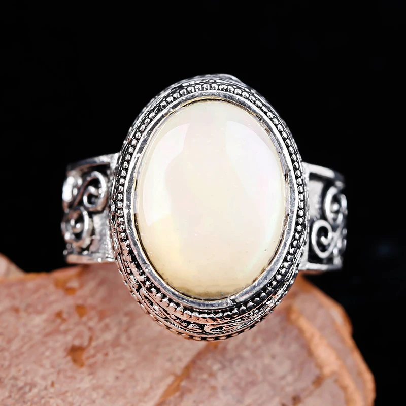Роскошные брендовые богемные античные индийские лунные белые кольца винтажное