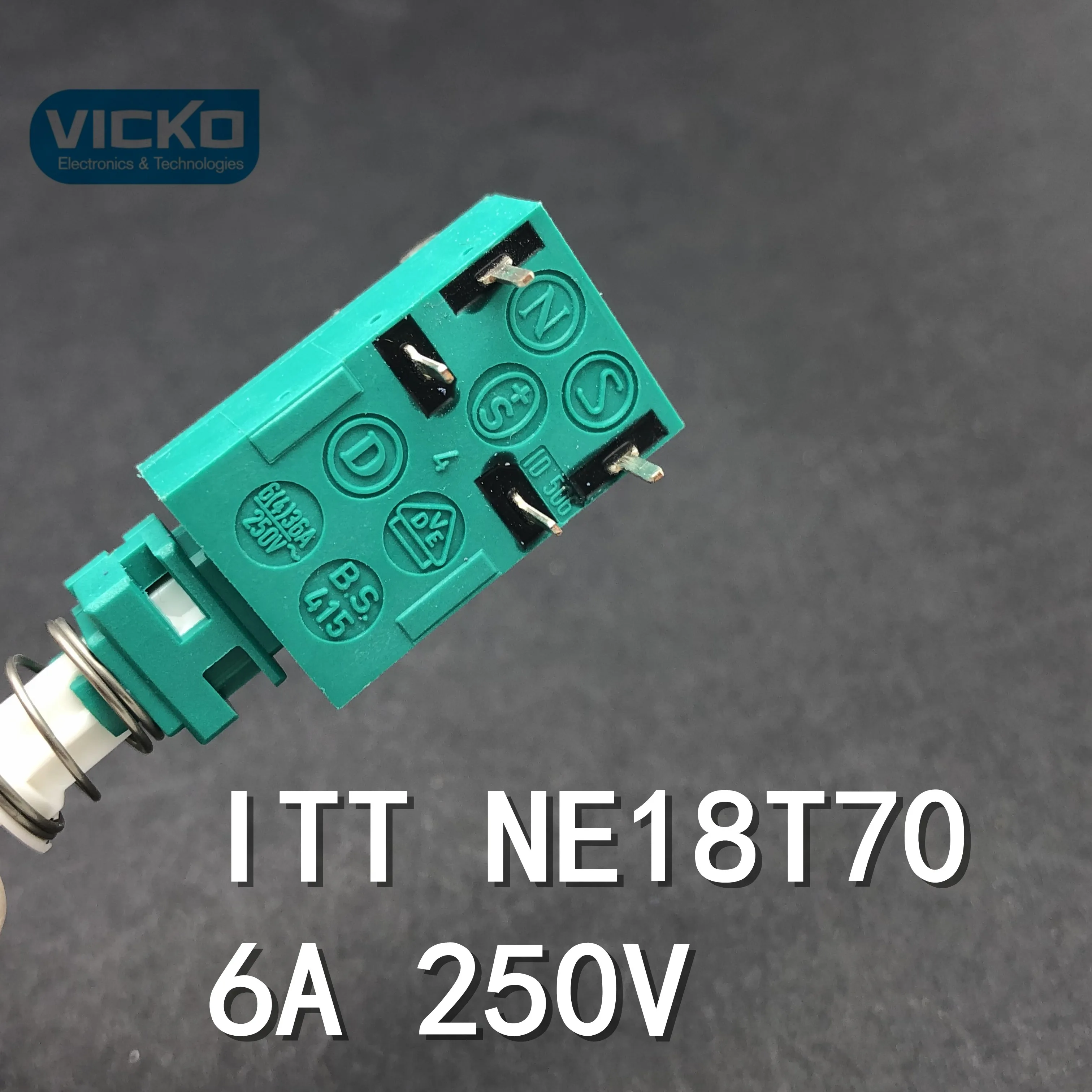 [VK]ORIGINAL ITT NE18T70 self lock switch silver alloy contact power 6A 250V button | Обустройство дома