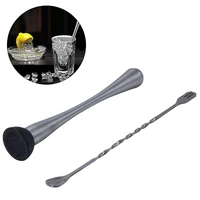stainless steel cocktail muddler and mixing spoon make flavour bursting cocktails with ease for bar pub home use 32cm
