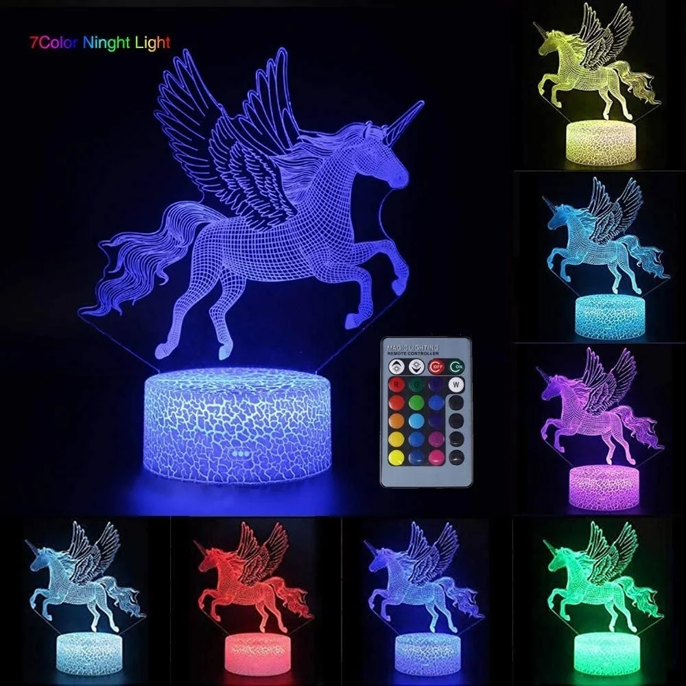 

3D Night Lights Touch Remote Control LED USB Acrylic Bedside Veilleuse Children Bedroom Xmas Decor Table Lamp Christmas Gifts