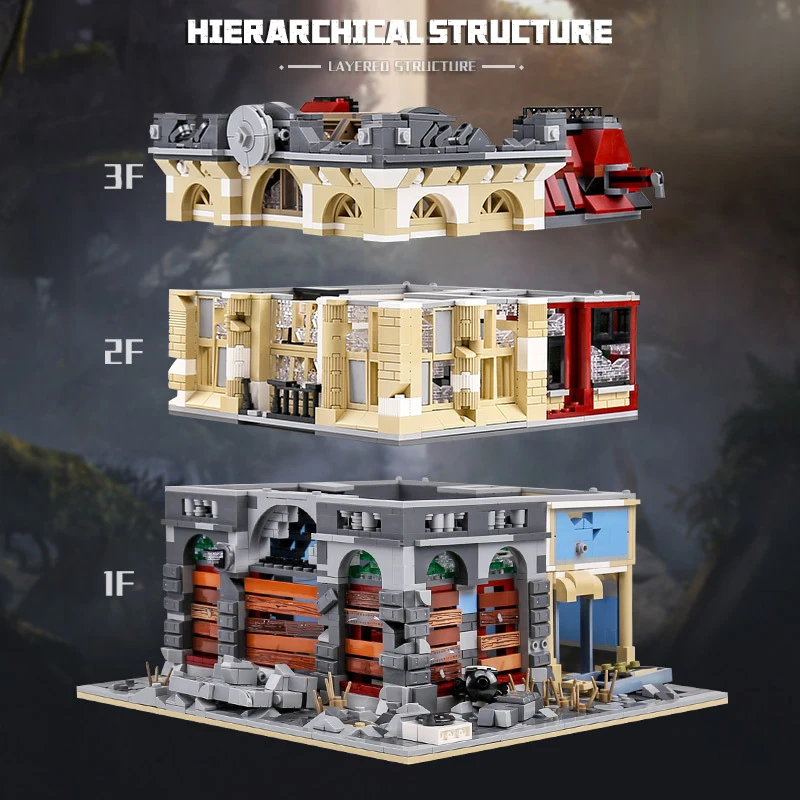 Супер 18K Апокалипсис MOC 41175 создатель городская улица кирпич банк Jengmu штаб