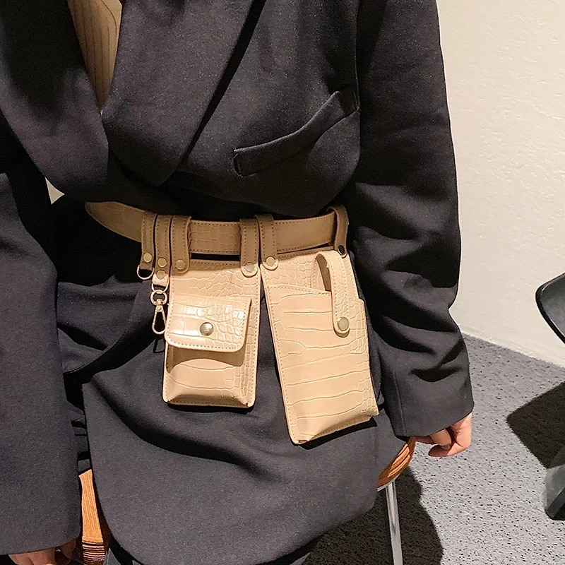 Женская поясная сумка Fanny Pack кожаная неправильной формы винтажная повседневная