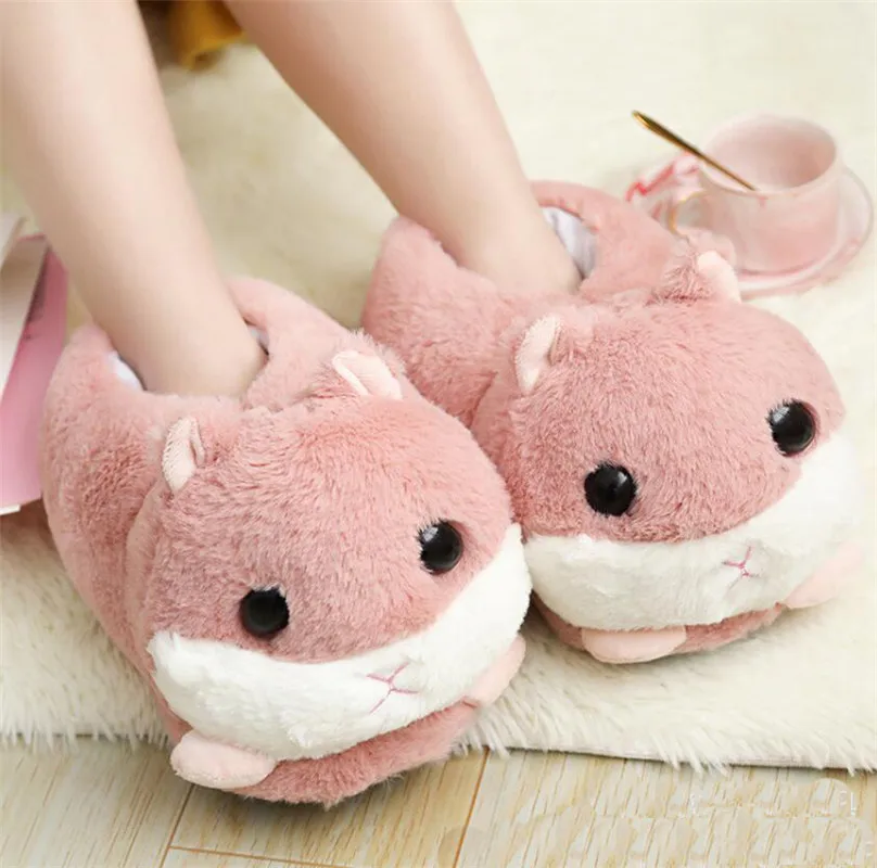 

Winter Women Home Slippers Funny Animal Slides Warm Flat House Slides Unisex Cartoon Cotton Slippers Couple Snug Shoes One Size