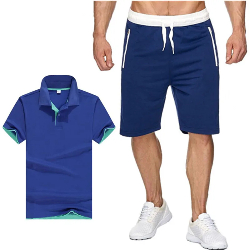 

2021 popular new high-quality men's POLO shirt + sports shorts suit summer high-quality casual POLO shirt sports running suit