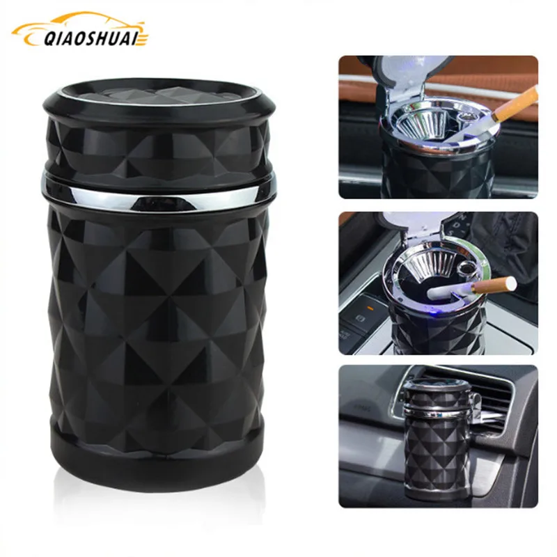 

1PC Portable Auto Car Truck LED Cigarette Smoke car Ashtray Blue LED Light Smokeless Ashtray Cigarette Holder Anti-slip Rubber