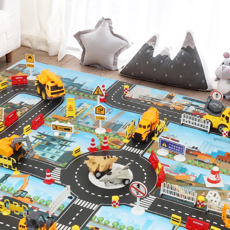 Baby Play Mats Road Carpet for Kids Cartoon Traffic Rug Little Boys and Girls Indoor Toys Playmat Babies Playing Educational Mat | Игрушки и