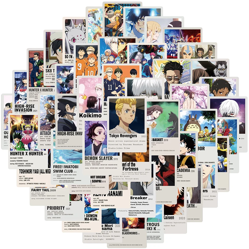 103050pcs mix anime jujutsu kaisen my hero academia stickers graffiti car skateboard bike laptop phone decal kid toy sticker free global shipping