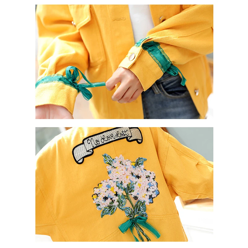 Женская джинсовая куртка с вышивкой весна осень 2020 новый корейский стиль