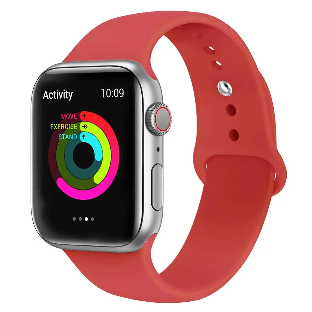 red Силиконовый ремешок для наручных часов Apple Watch, 42 мм, 38 мм, Версия 44 мм 40 мм резиновый браслет Ремешки черный ремешок наручных часов Iwatch серии 5/4/3/2/1 браслет - Цвет ремешка: red