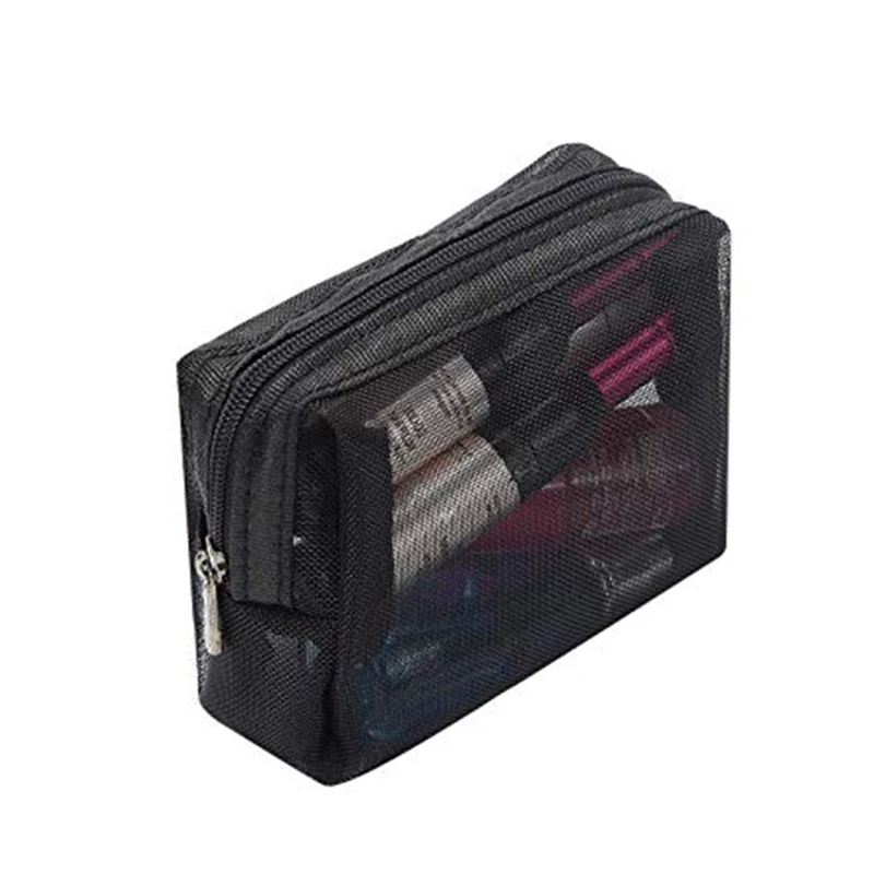 

Mesh Makeup Bag See Through Zipper Pouch Travel Cosmetic Toiletries Organizer Bag SWD889