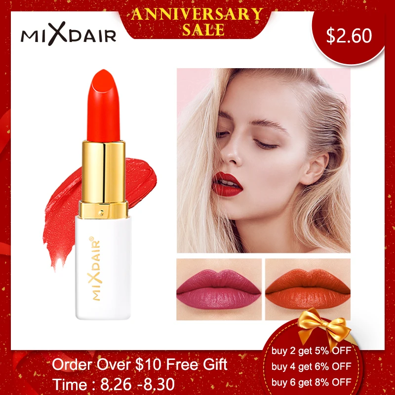 Матовая водостойкая бархатная помада MIXDAIR для длительного действия