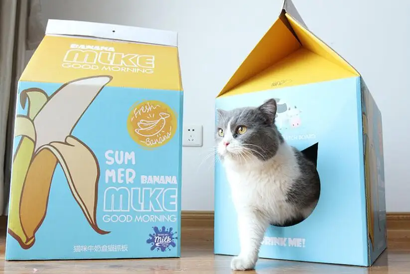 HIPET коробка для сока домик для кошек с скретч-доской Складная гофрированная бумага гнездо для домашних животных для маленьких собак щенков кошек спальный дом