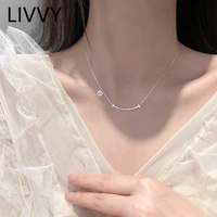 livvy silver color fashion simple long strip geometry pendant necklace female round simple temperament jewelry
