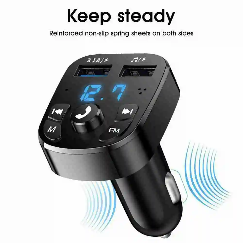 

Car Hands-free Bluetooth-compatible 5.0 Transmitter Mp3 Modulator Player Wireless Handsfree Audio Receiver Dual Usb Fast Charger