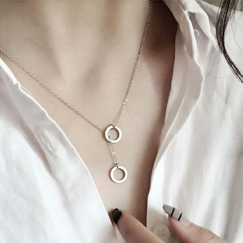 

VENTFILLE S925 Sterling Silver Simple Double Necklace Female Temperament Clavicle Chain Niche Design Sense Necklace Fashion Gift