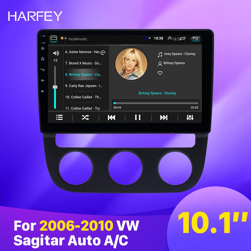 Harfey Android 9 1 автомобильный GPS радиоприемник 10 дюйма для 2006 2010 VW Volkswagen Sagitar Auto A/C с HD