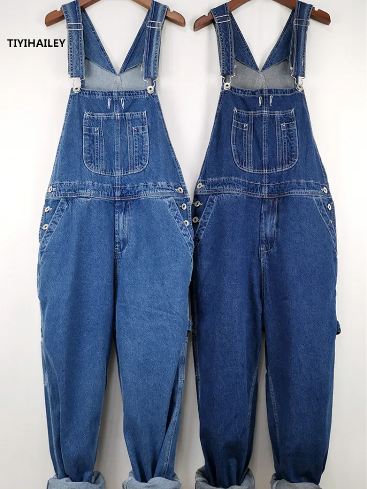 TIYIHAILEY Free Shipping Boyfriend Style Loose Plus Size 26-50 Denim Bib Overalls Pants Hiphop Jumpsuit And Rompers Tall Women