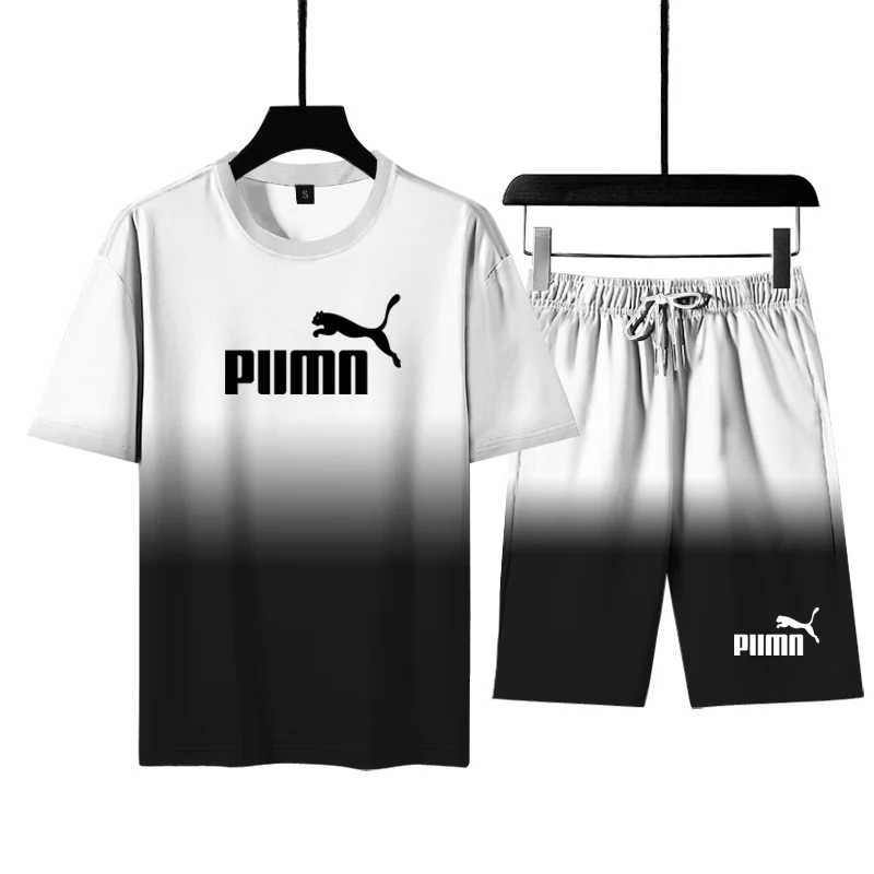 

Sportswear Men S-6xl Summer Hot Sale Men's Suit T-shirt + Shorts Two-piece Men's Casual Sportswear O-neck Sportswear