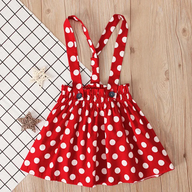 Комплект из 2 предметов красная юбка в горошек принцессы + черные топы милый бант